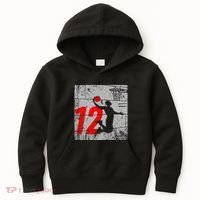 Distressed 12 Year Old 12th Basketball Birthday Slam Dunk Kids Hoodie thumb 0