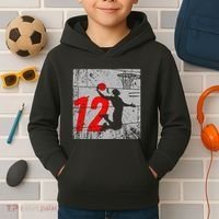 Distressed 12 Year Old 12th Basketball Birthday Slam Dunk Kids Hoodie thumb 2