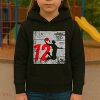 Distressed 12 Year Old 12th Basketball Birthday Slam Dunk Kids Hoodie thumb 3