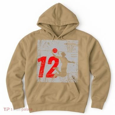 Distressed 12 Year Old 12th Basketball Birthday Slam Dunk Hoodie
