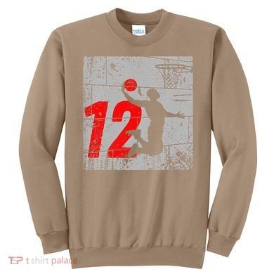 Distressed 12 Year Old 12th Basketball Birthday Slam Dunk Sweatshirt