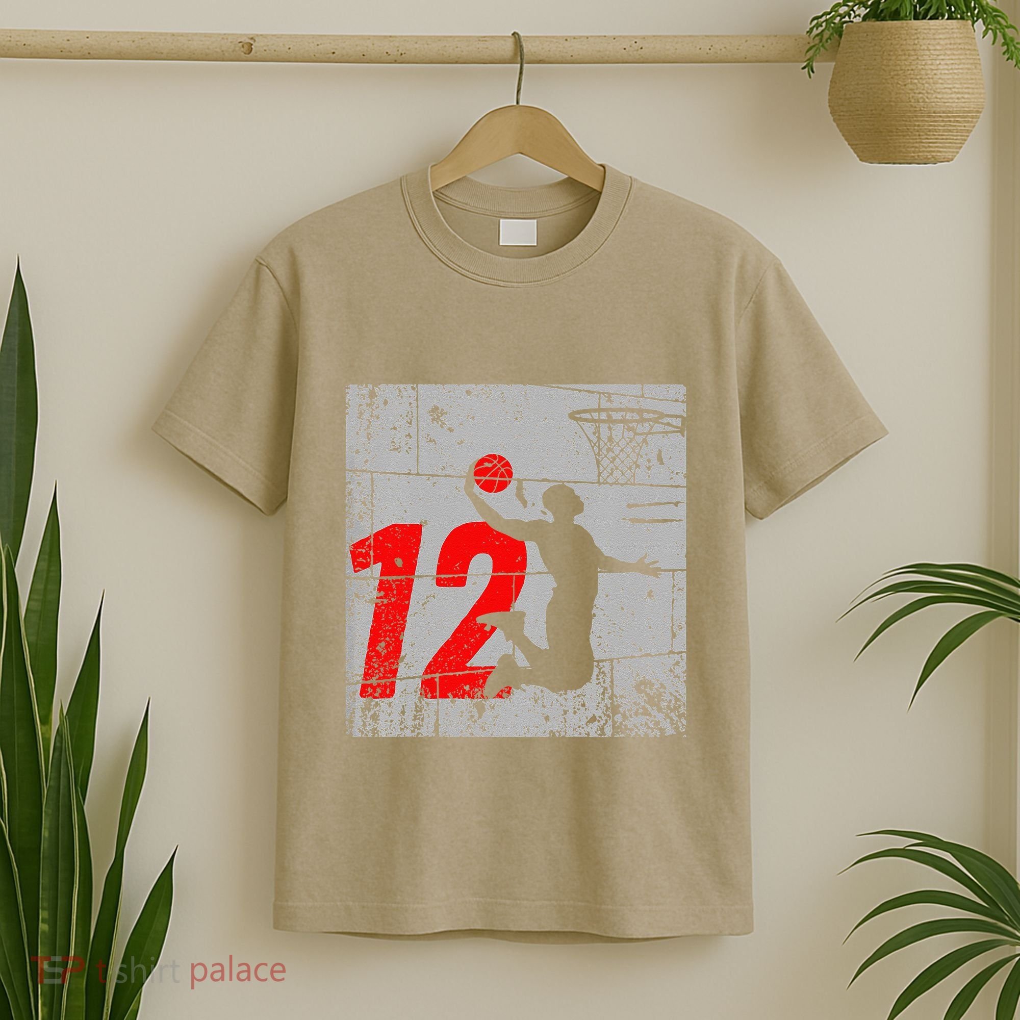 Distressed 12 Year Old 12th Basketball Birthday Slam Dunk T-Shirt