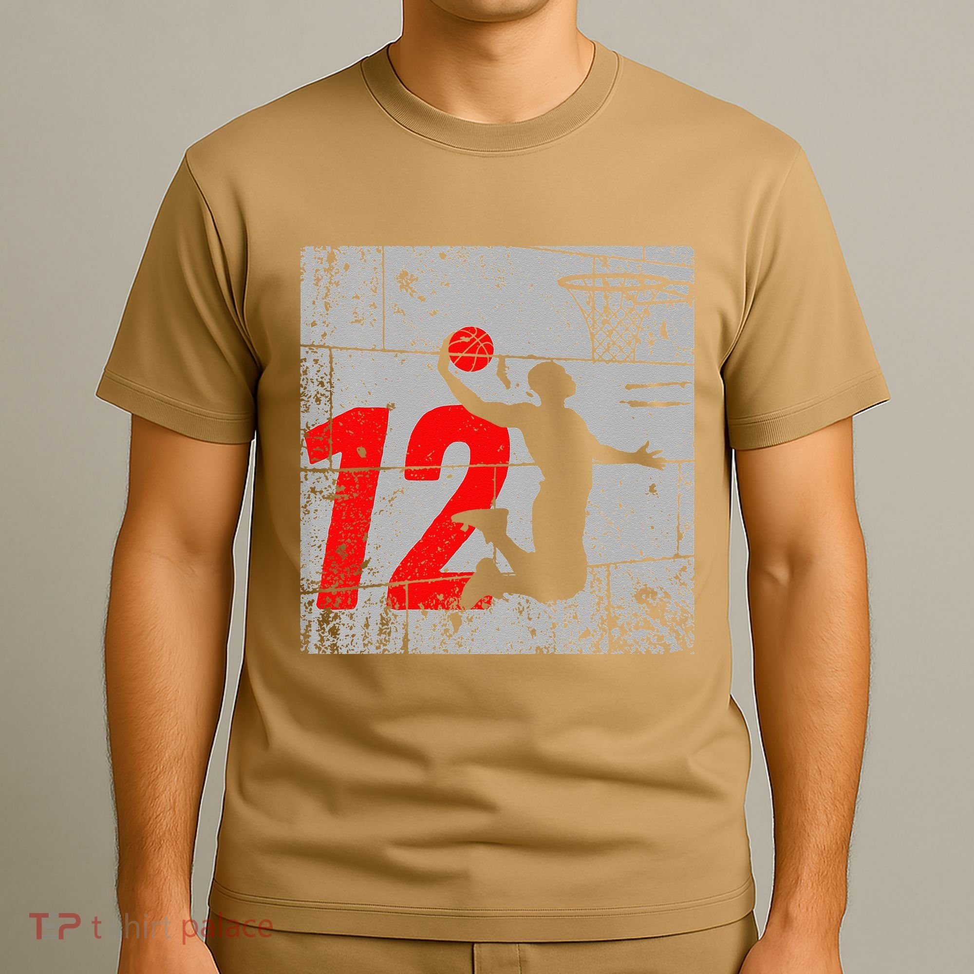 Distressed 12 Year Old 12th Basketball Birthday Slam Dunk T-Shirt