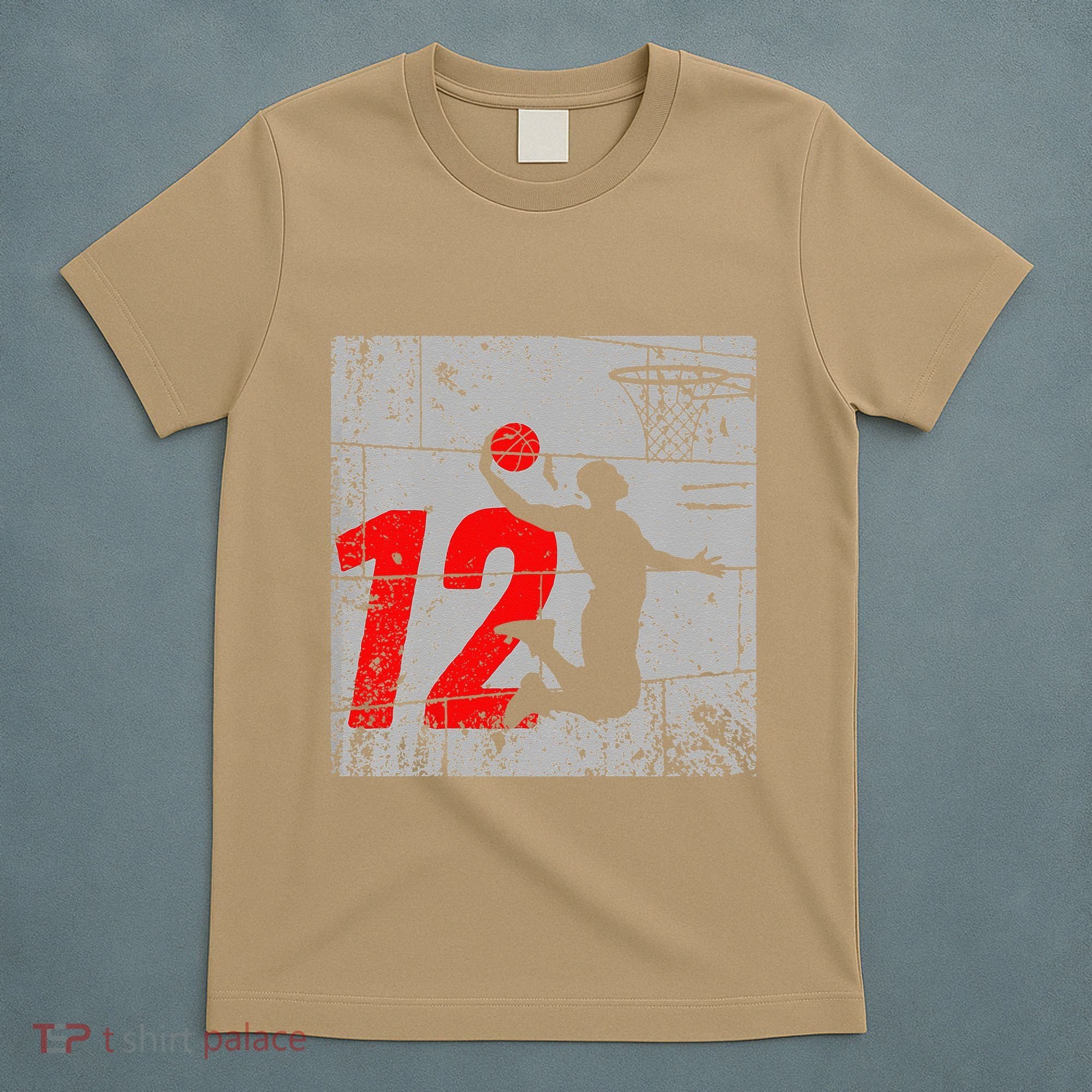 Distressed 12 Year Old 12th Basketball Birthday Slam Dunk T-Shirt