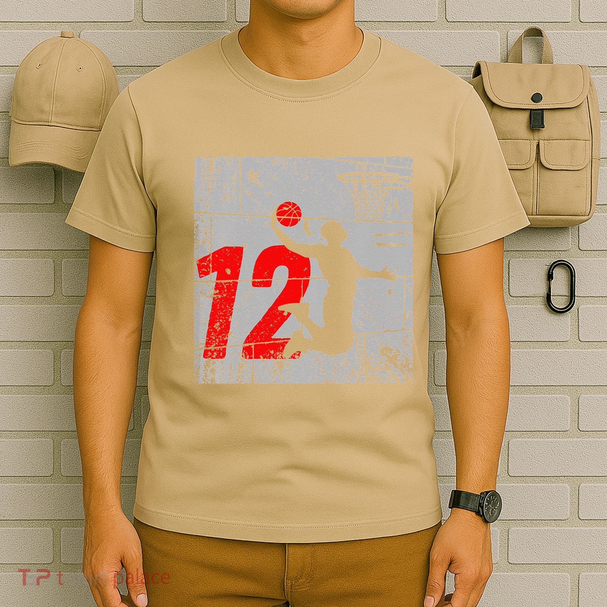 Distressed 12 Year Old 12th Basketball Birthday Slam Dunk T-Shirt
