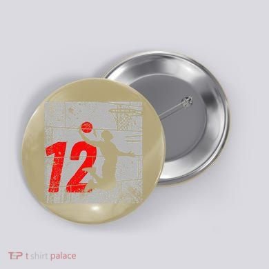 Distressed 12 Year Old 12th Basketball Birthday Slam Dunk Button