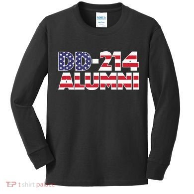 DD 214 Alumni US Flag Kids Long Sleeve Shirt