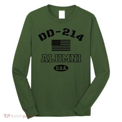 DD 214 Alumni American Flag Long Sleeve Shirt