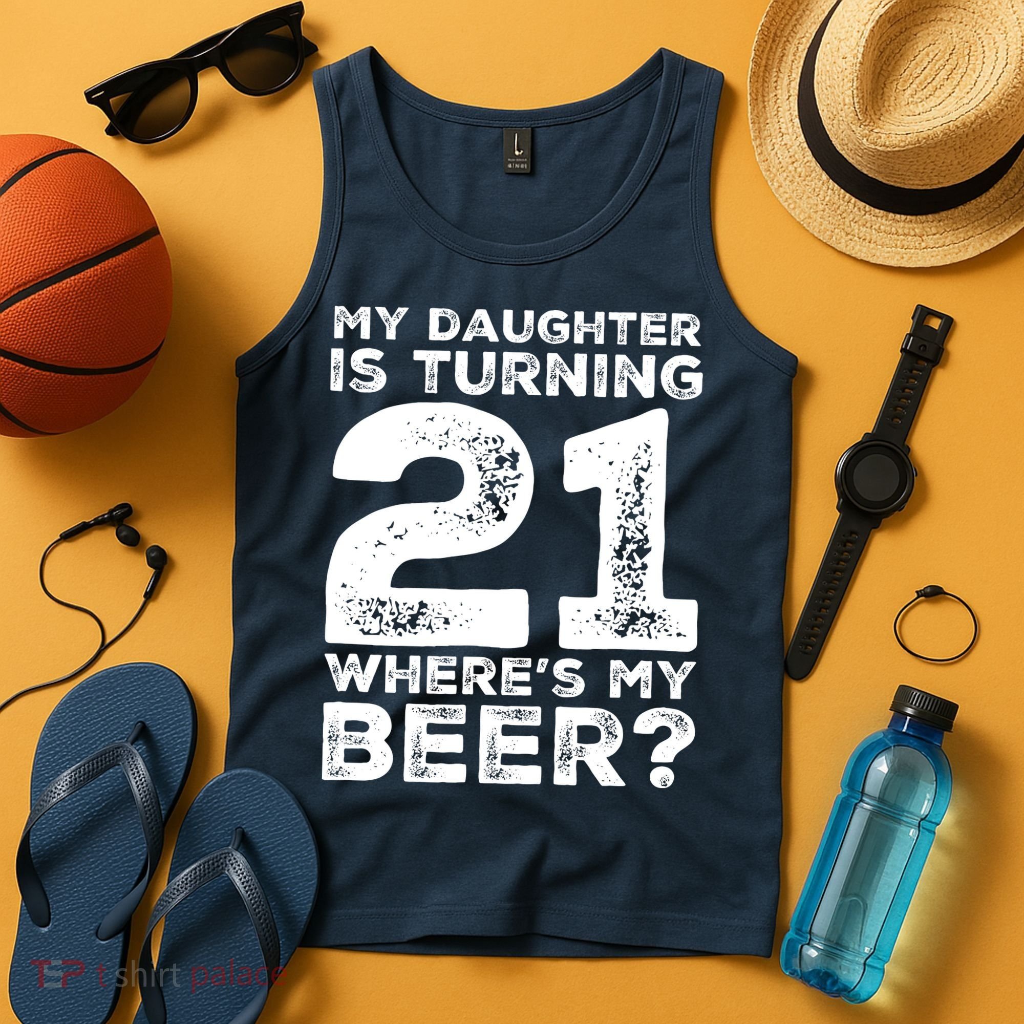 Dad 21st Birthday Daughter Turning 21 Years Old Beer Tank Top