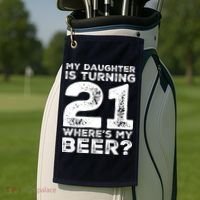Dad 21st Birthday Daughter Turning 21 Years Old Beer Golf Towel thumb 2