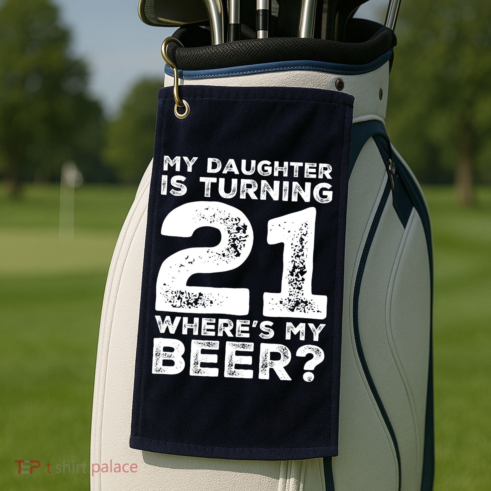 Dad 21st Birthday Daughter Turning 21 Years Old Beer Golf Towel