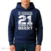 Dad 21st Birthday Daughter Turning 21 Years Old Beer Kids Hoodie thumb 4