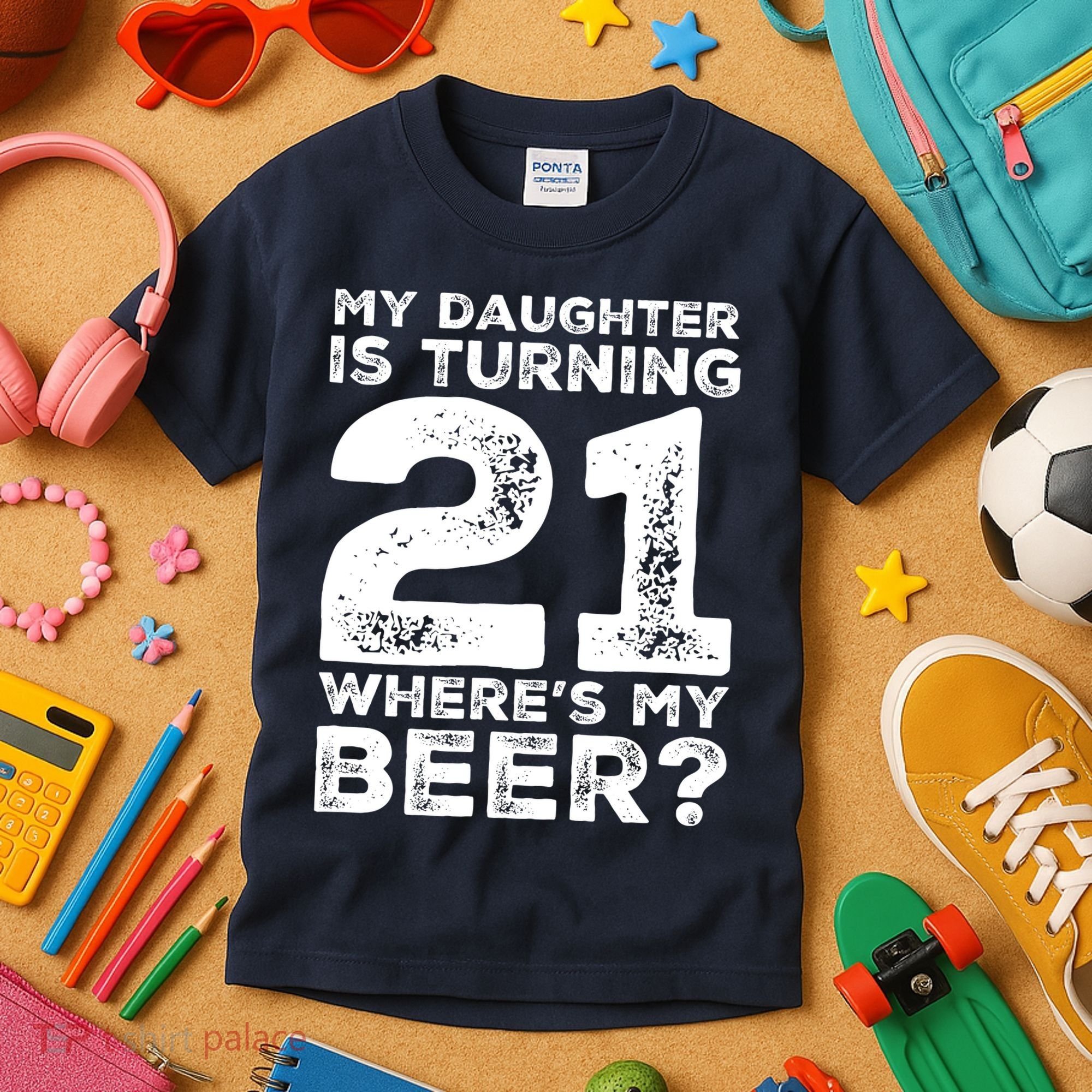 Dad 21st Birthday Daughter Turning 21 Years Old Beer Kids T-Shirt