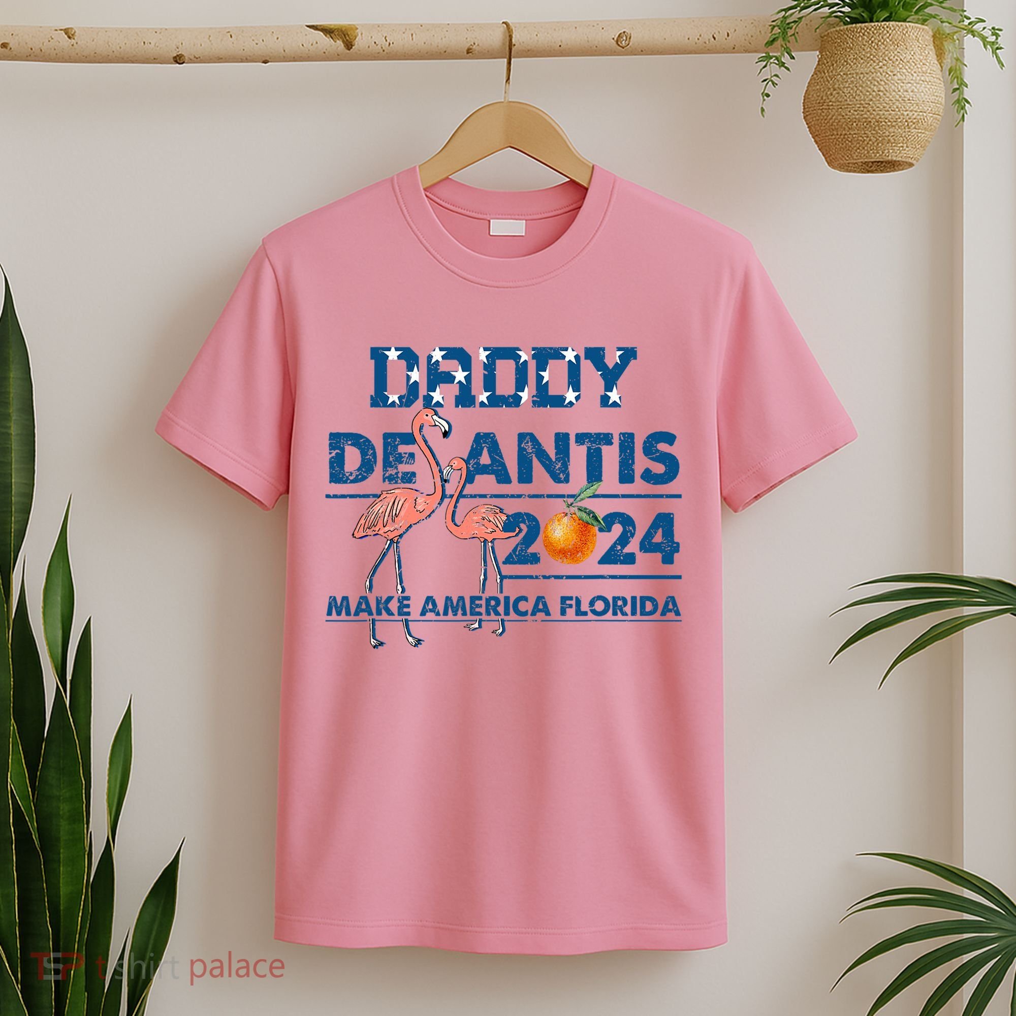 Daddy 2024 Desantis Make America Florida Flamingo And Orange T-Shirt