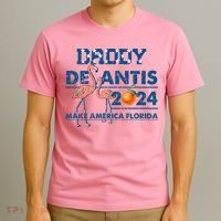 Daddy 2024 Desantis Make America Florida Flamingo And Orange T-Shirt thumb 3