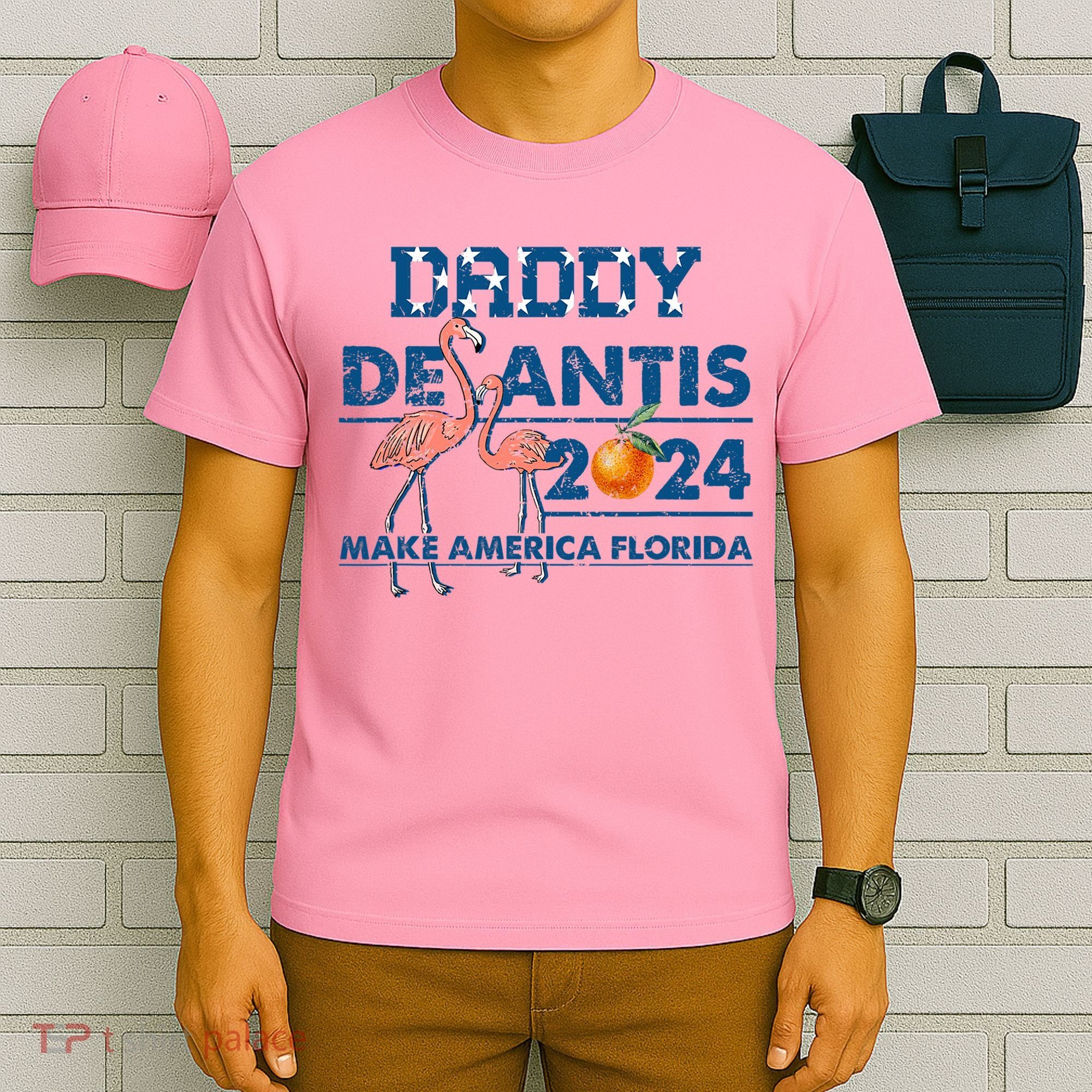 Daddy 2024 Desantis Make America Florida Flamingo And Orange T-Shirt