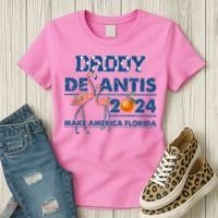 Daddy 2024 Desantis Make America Florida Flamingo And Orange Women's T-Shirt thumb 3
