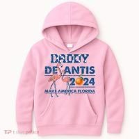 Daddy 2024 Desantis Make America Florida Flamingo And Orange Kids Hoodie thumb 0