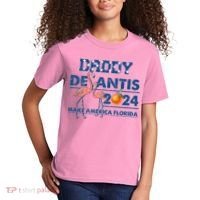 Daddy 2024 Desantis Make America Florida Flamingo And Orange Kids T-Shirt thumb 2