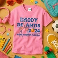 Daddy 2024 Desantis Make America Florida Flamingo And Orange Kids T-Shirt thumb 3