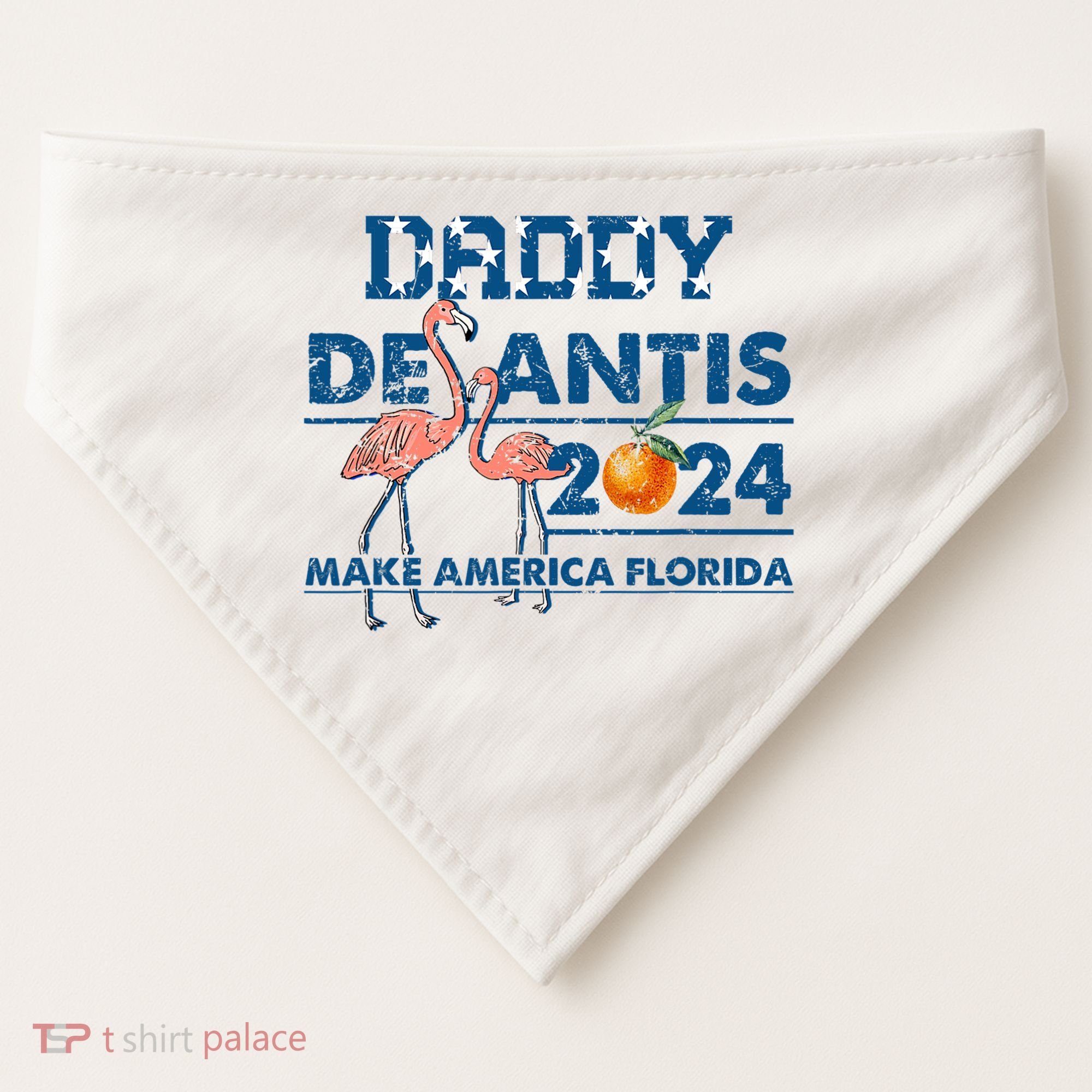 Daddy 2024 Desantis Make America Florida Flamingo And Orange USA-Made Doggie Bandana