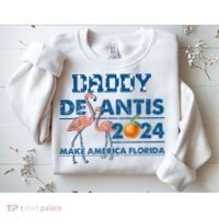 Daddy 2024 Desantis Make America Florida Flamingo And Orange Sweatshirt thumb 2