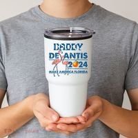 Daddy 2024 Desantis Make America Florida Flamingo And Orange Tumbler thumb 2