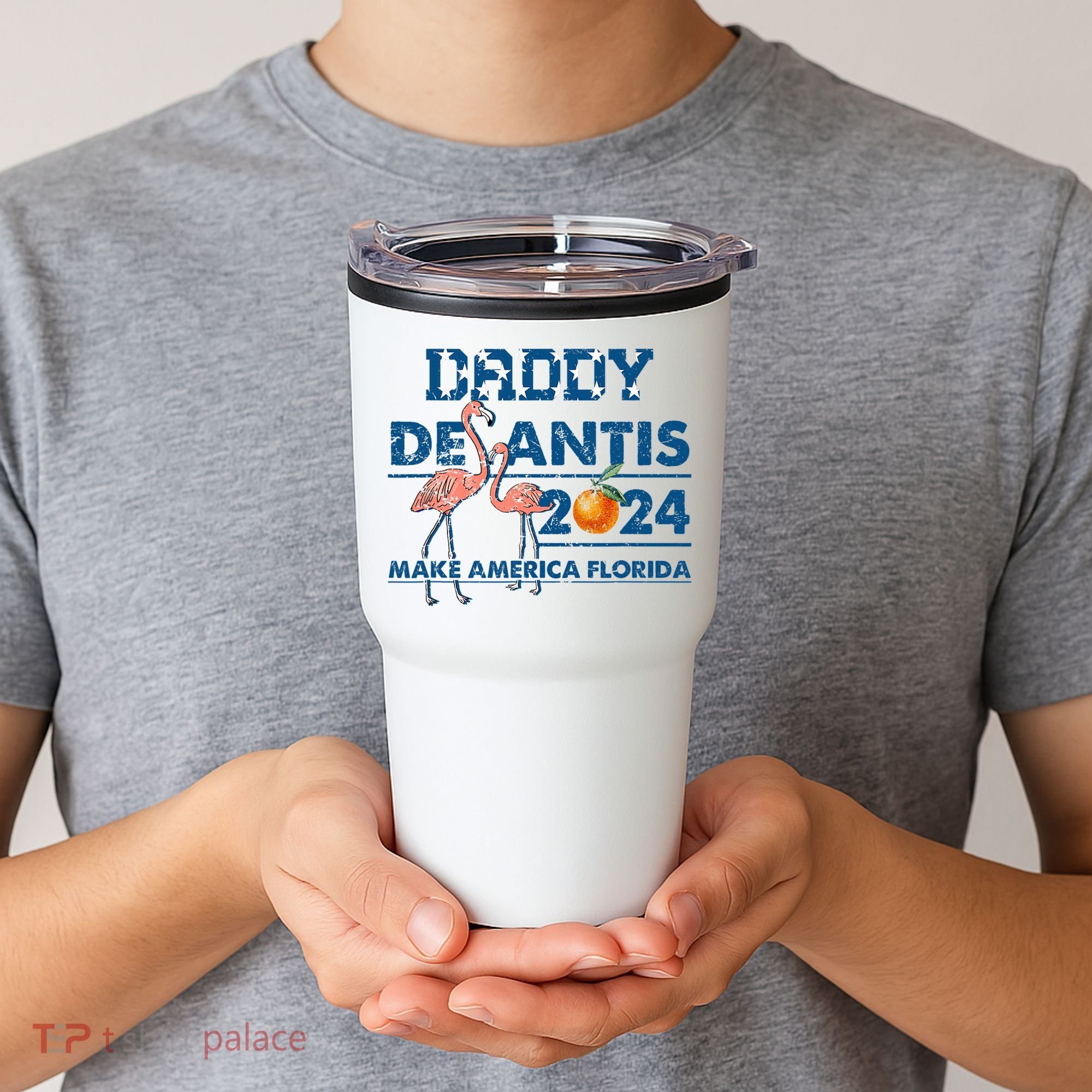 Daddy 2024 Desantis Make America Florida Flamingo And Orange Tumbler