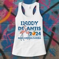 Daddy 2024 Desantis Make America Florida Flamingo And Orange Women's Tank Top thumb 3