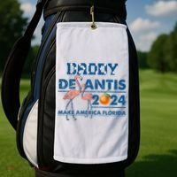 Daddy 2024 Desantis Make America Florida Flamingo And Orange Golf Towel thumb 2