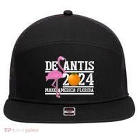DeSantis 2024 Make America Florida Flamingo Election 7 Panel Mesh Trucker Snapback Hat thumb 0