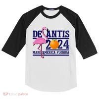 DeSantis 2024 Make America Florida Flamingo Election Kids Colorblock Raglan Jersey thumb 0