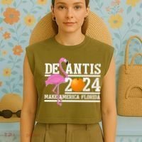 DeSantis 2024 Make America Florida Flamingo Election Garment-Dyed Women's Muscle Tee thumb 4