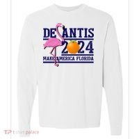 DeSantis 2024 Make America Florida Flamingo Election Comfort Colors Heavyweight Long Sleeve T-Shirt thumb 0