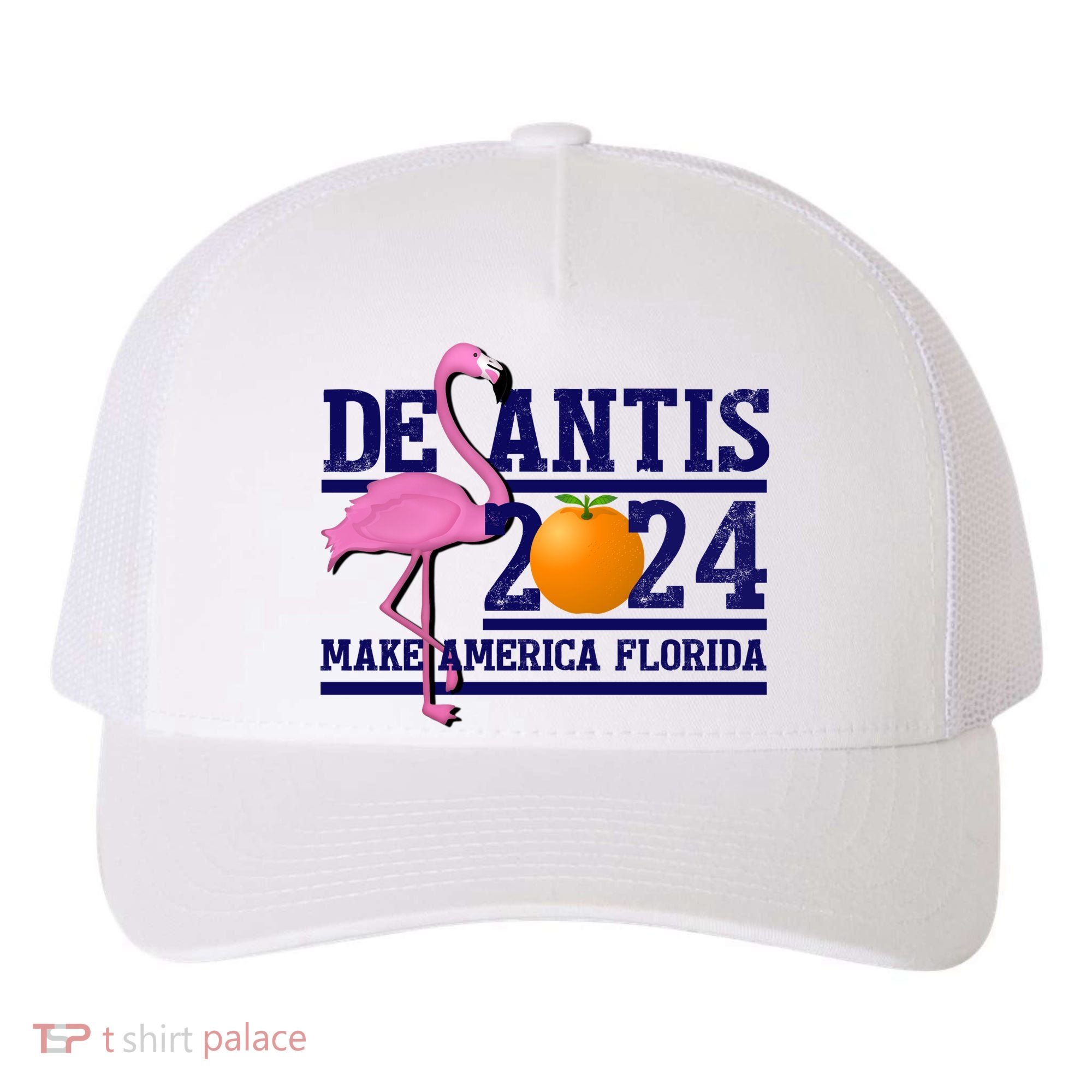 DeSantis 2024 Make America Florida Flamingo Election Yupoong Adult 5-Panel Trucker Hat