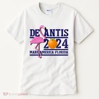 DeSantis 2024 Make America Florida Flamingo Election Tall T-Shirt thumb 0