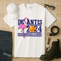 DeSantis 2024 Make America Florida Flamingo Election Tall T-Shirt thumb 3