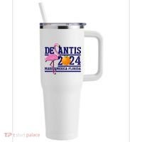 DeSantis 2024 Make America Florida Flamingo Election 40oz Vacuum Insulated Stainless Steel Travel Tumbler thumb 0