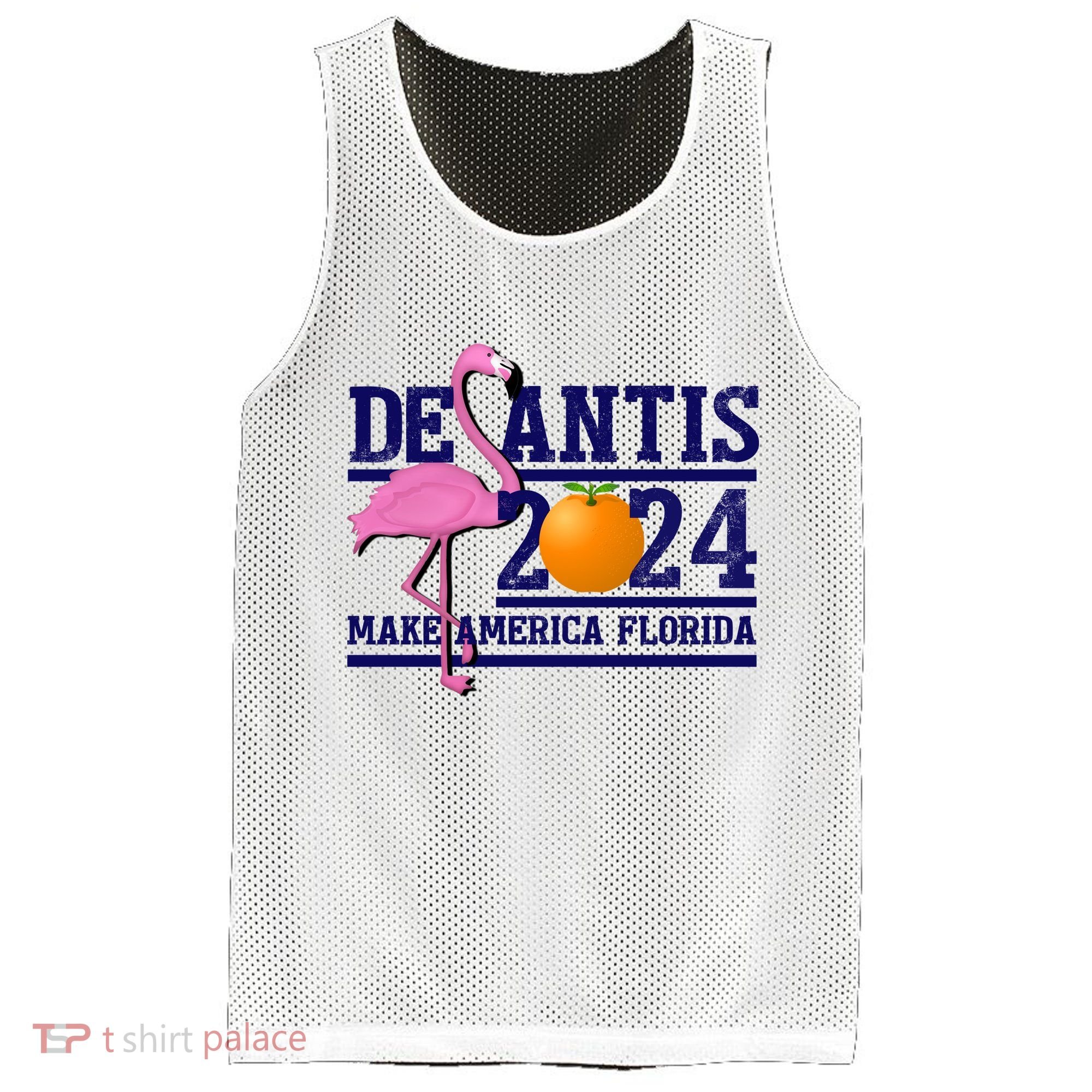 DeSantis 2024 Make America Florida Flamingo Election Mesh Reversible Basketball Jersey Tank