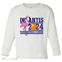 DeSantis 2024 Make America Florida Flamingo Election Toddler Long Sleeve Shirt thumb 0