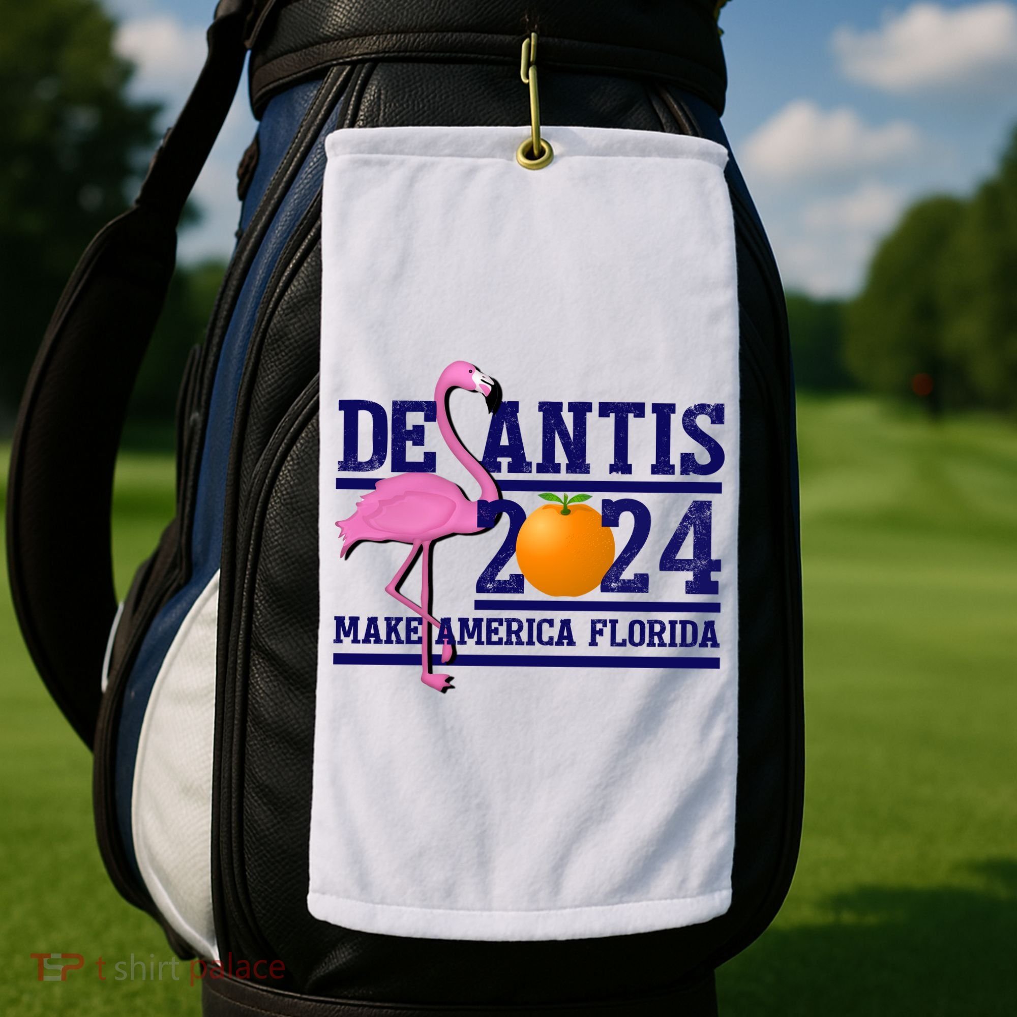 DeSantis 2024 Make America Florida Flamingo Election Golf Towel