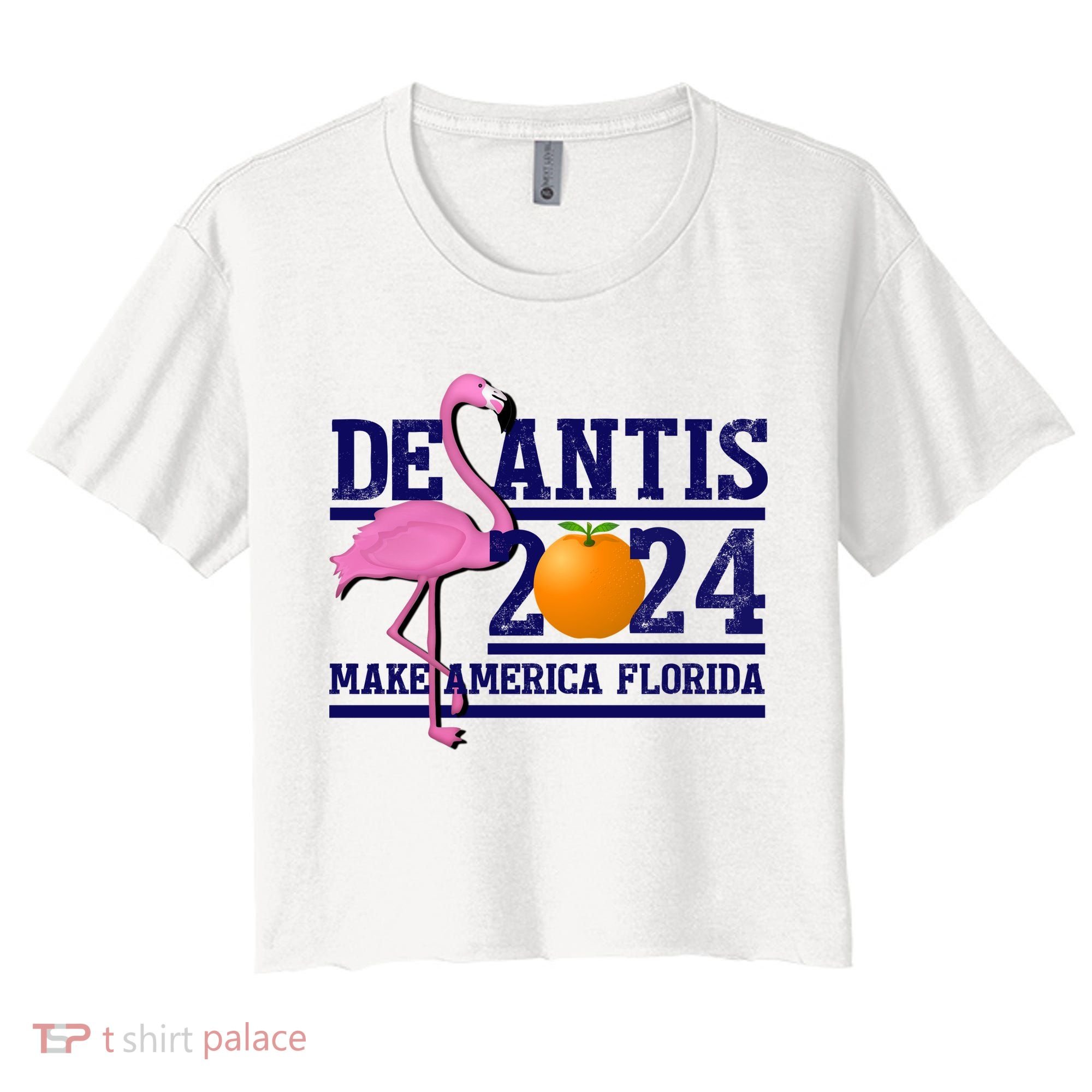 DeSantis 2024 Make America Florida Flamingo Election Women's Crop Top Tee