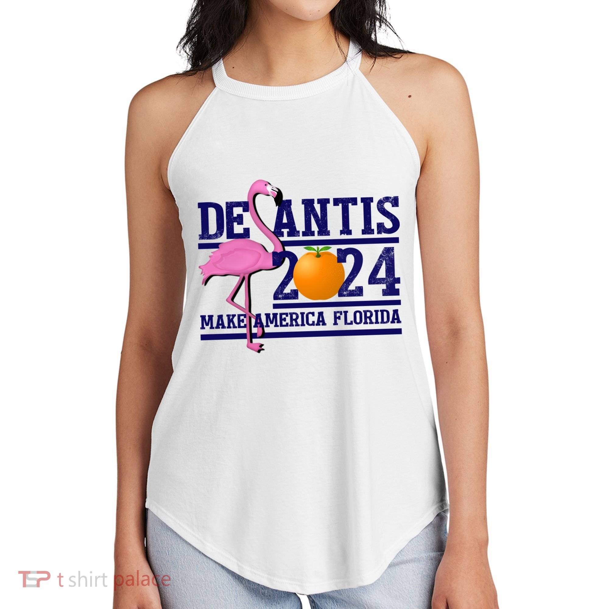 DeSantis 2024 Make America Florida Flamingo Election Women's Perfect Tri Rocker Tank