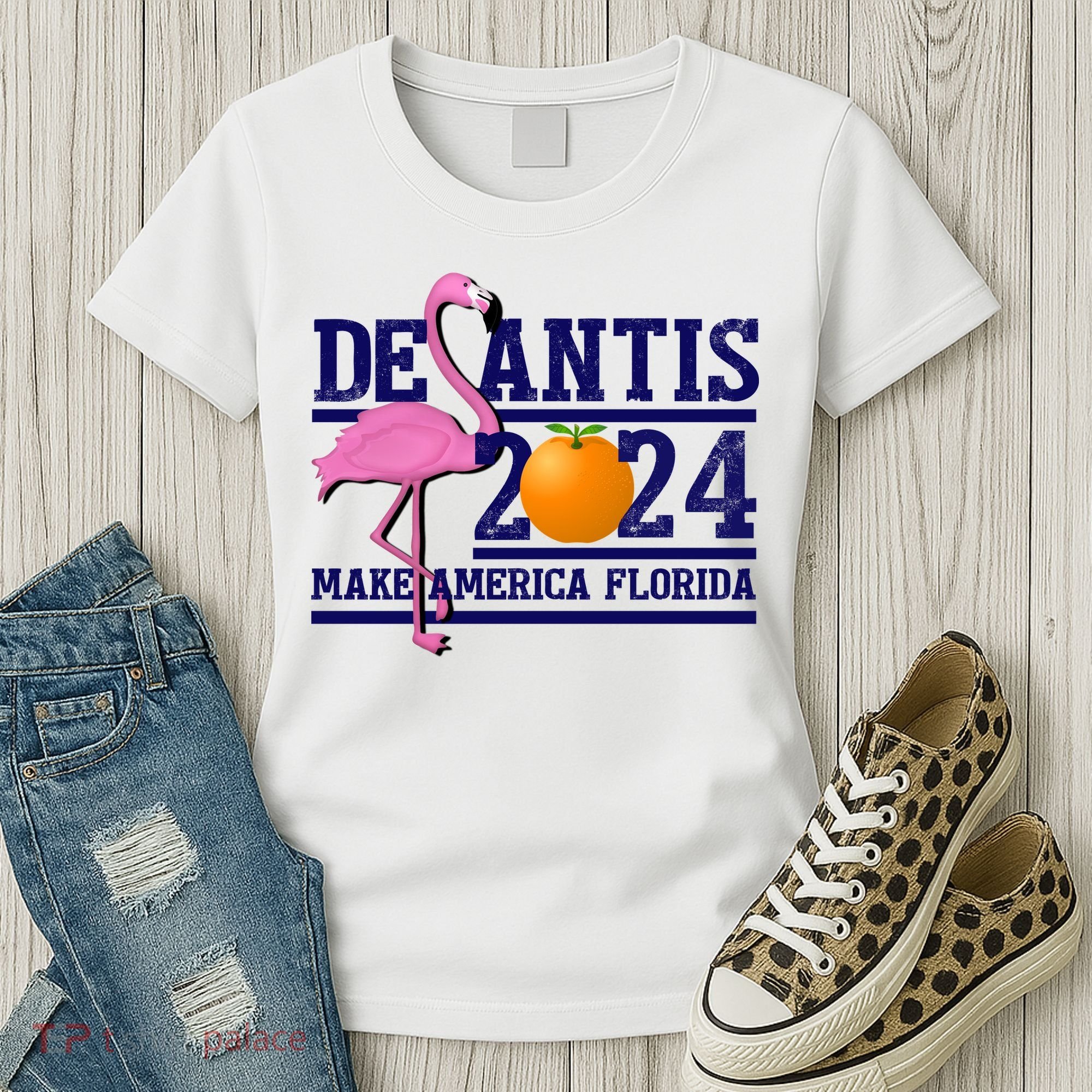 DeSantis 2024 Make America Florida Flamingo Election Women's T-Shirt