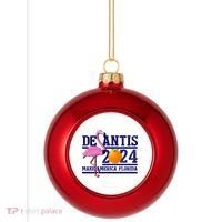 DeSantis 2024 Make America Florida Flamingo Election Plastic Christmas Ball Ornament thumb 0
