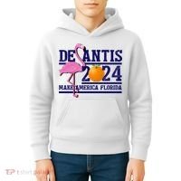 DeSantis 2024 Make America Florida Flamingo Election Kids Hoodie thumb 4