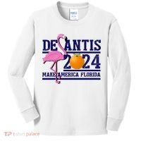 DeSantis 2024 Make America Florida Flamingo Election Kids Long Sleeve Shirt thumb 0
