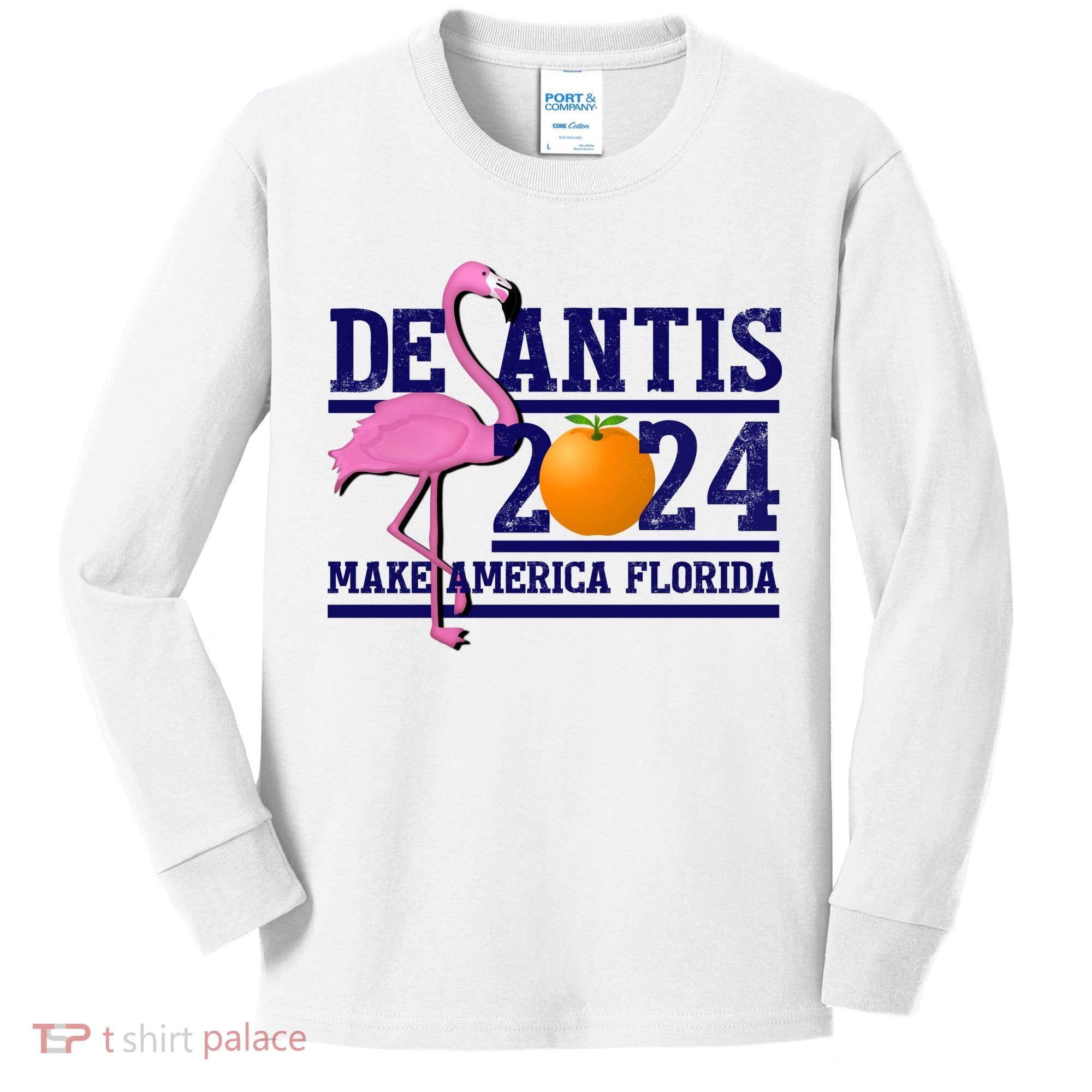 DeSantis 2024 Make America Florida Flamingo Election Kids Long Sleeve Shirt
