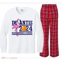 DeSantis 2024 Make America Florida Flamingo Election Kids Long Sleeve Plaid Pajama Set thumb 0
