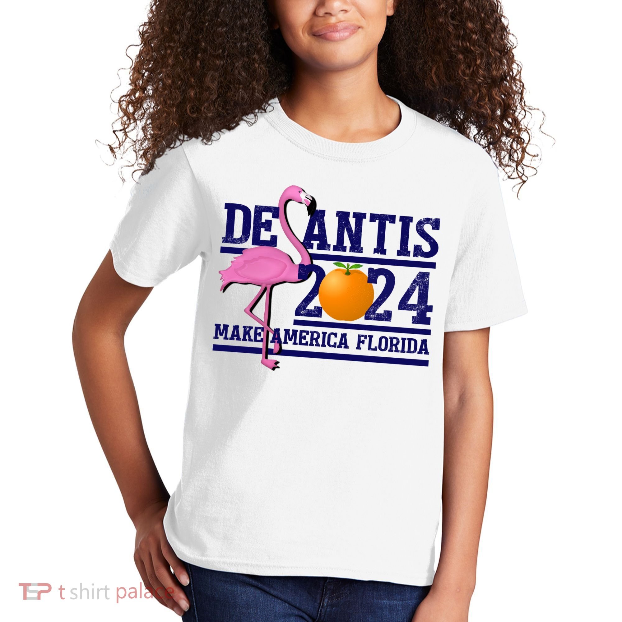 DeSantis 2024 Make America Florida Flamingo Election Kids T-Shirt